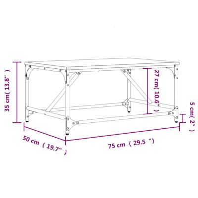 vidaXL Stolić za kavu boja hrasta 75x50x35 cm konstruirano drvo