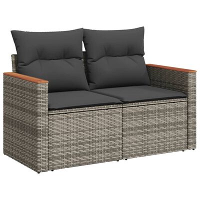 vidaXL 9-dijelni set vrtnih sofa od poliratana s jastucima sivi