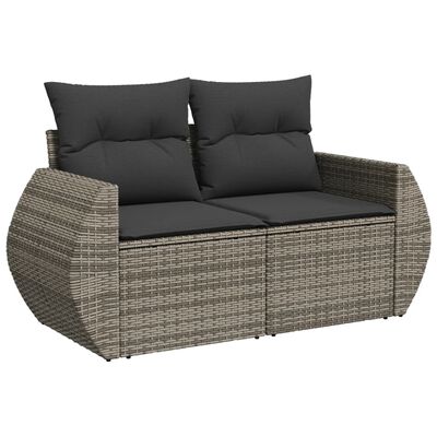 vidaXL 11-dijelni set vrtnih sofa od poliratana s jastucima sivi