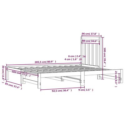 vidaXL Dnevni ležaj na izvlačenje crni 2x(90x200) cm masivna borovina