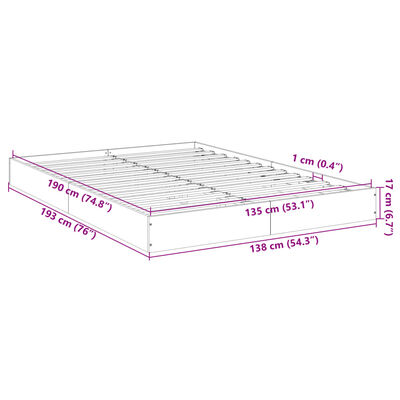 vidaXL Okvir za krevet crni 135x190 cmkonstruirano drvo