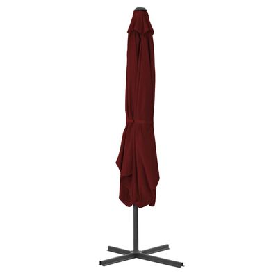 vidaXL Vrtni suncobran s čeličnim stupom 250 x 250 x 230 cm bordo