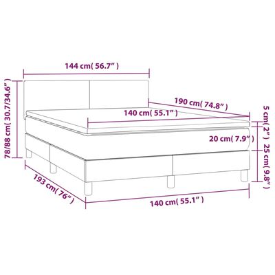 vidaXL Krevet s oprugama i madracem smeđesivi 140 x 190 cm od tkanine