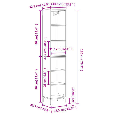 vidaXL Visoka komoda bijela 34,5 x 32,5 x 180 od konstruiranog drva