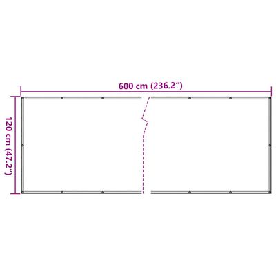 vidaXL Balkonski zaslon za privatnost krem 600 x 120 cm PVC