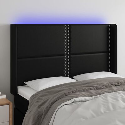 vidaXL LED uzglavlje crno 147x16x118/128 cm od umjetna koža