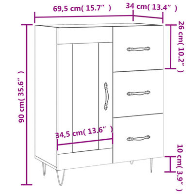 vidaXL Komoda boja dimljenog hrasta 69,5x34x90 cm konstruirano drvo