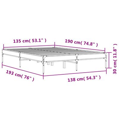 vidaXL Okvir za krevet crni 135x190 cm konstruirano drvo i metal