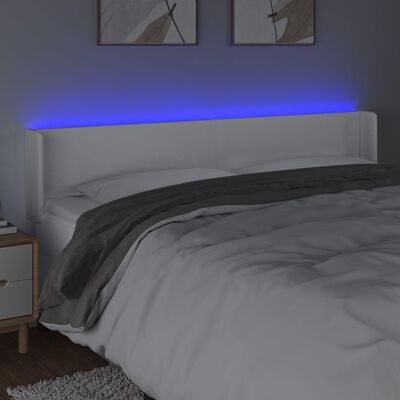 vidaXL LED uzglavlje bijelo 183x16x78/88 cm od umjetne kože