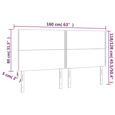 vidaXL LED uzglavlje tamnosivo 160x5x118/128 cm od tkanine