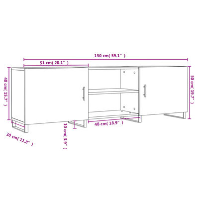 vidaXL TV ormarić bijeli 150 x 30 x 50 cm od konstruiranog drva