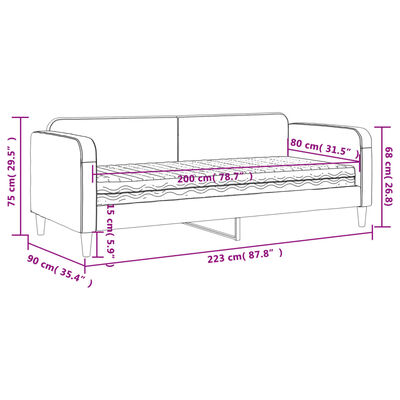 vidaXL Dnevni krevet s madracem tamnosivi 80 x 200 cm od tkanine