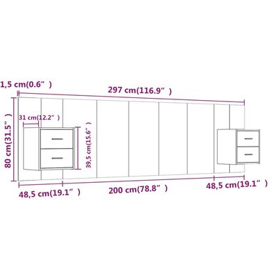 vidaXL Uzglavlje za krevet s ormarićima bijelo od konstruiranog drva
