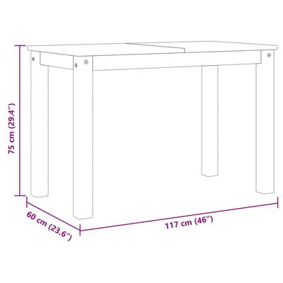 vidaXL Blagovaonski stol Panama sivi 117x60x75 cm od masivne borovine