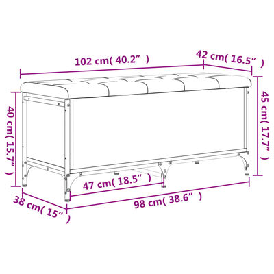 vidaXL Klupa za cipele siva boja hrasta 102x42x45 cm konstruirano drvo