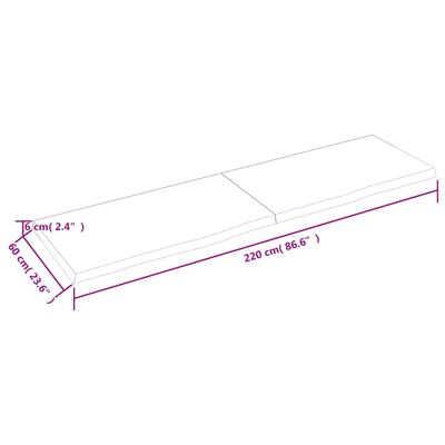 vidaXL Zidna polica svjetlosmeđa 220x60x(2-6) cm obrađena hrastovina