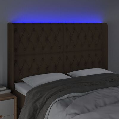 vidaXL LED uzglavlje tamnosmeđe 147x16x118/128 cm od tkanine