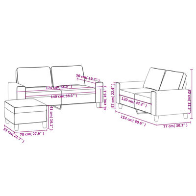 vidaXL 3-dijelni set sofa tamnosivi od tkanine