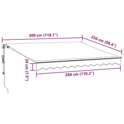 vidaXL Tenda na automatsko uvlačenje antracit i bijela 300 x 250 cm