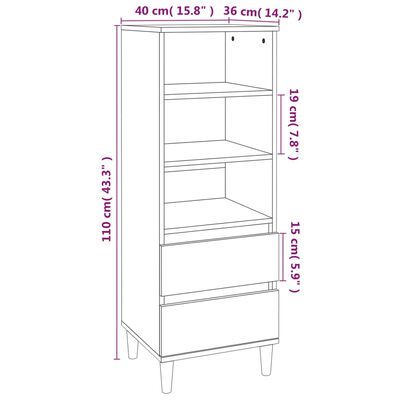 vidaXL Visoka komoda boja betona 40 x 36 x 110 cm konstruirano drvo