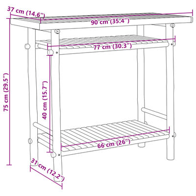 vidaXL Konzolni stol 90 x 37 x 75 cm od bambusa