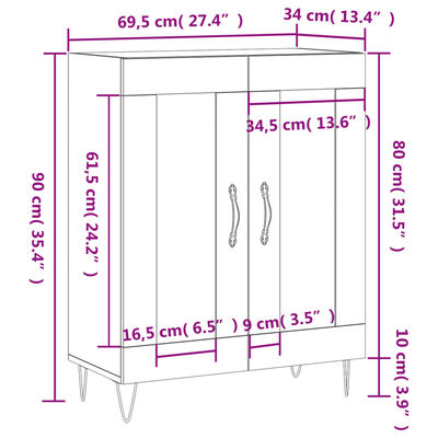 vidaXL Komoda crna 69,5 x 34 x 90 cm od konstruiranog drva