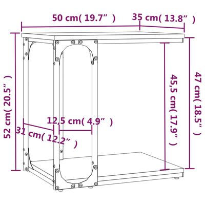 vidaXL Bočni stolić boja smeđeg hrasta 50x35x52 cm konstruirano drvo