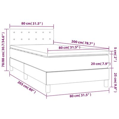 vidaXL Box spring krevet s madracem svjetlosivi 80 x 200 cm baršunasti