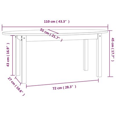 vidaXL Stolić za kavu boja meda 110 x 55 x 45 cm od masivne borovine