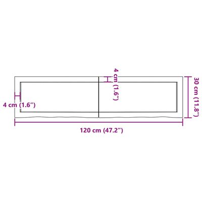 vidaXL Zidna polica tamnosmeđa 120x30x(2-6) cm od obrađene hrastovine