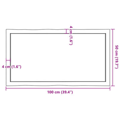 vidaXL Stolna ploča 100x50x(2-6) cm od hrastovine sa živim rubom