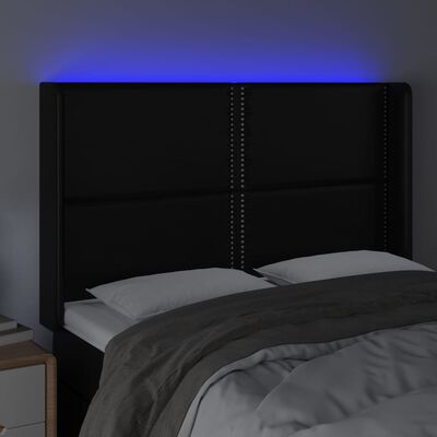 vidaXL LED uzglavlje crno 147x16x118/128 cm od umjetna koža