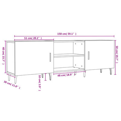 vidaXL TV ormarić bijeli 150 x 30 x 50 cm od konstruiranog drva