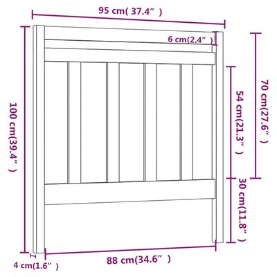 vidaXL Uzglavlje za krevet bijelo 95 x 4 x 100 cm od masivne borovine