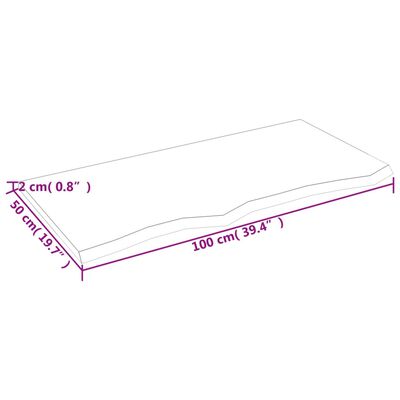 vidaXL Kupaonska radna ploča 100x50x2 cm netretirano masivno drvo