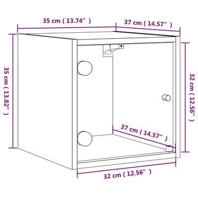 vidaXL Noćni ormarić sa staklenim vratima boja hrasta 35 x 37 x 35 cm