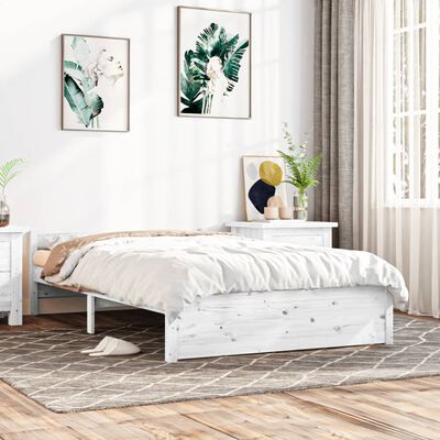 vidaXL Okvir za krevet od masivnog drva bijeli 140 x 200 cm