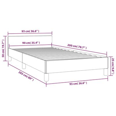 vidaXL Okvir za krevet s uzglavljem krem 90x200 cm od tkanine