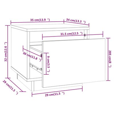 vidaXL Noćni ormarići 2 kom bijeli 35 x 34 x 32 cm od masivne borovine