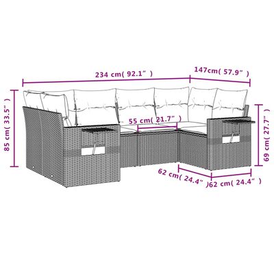 vidaXL 6-dijelni set vrtnih sofa od poliratana s jastucima sivi