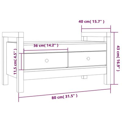 vidaXL Klupa za hodnik bijela 80x40x43 cm od masivne borovine