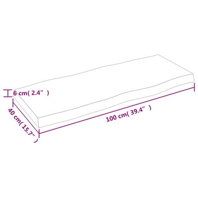 vidaXL Stolna ploča svjetlosmeđa 100x40x(2-6) cm obrađena hrastovina