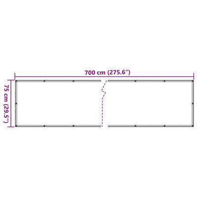 vidaXL Balkonski zaslon za privatnost sivi 700 x 75 cm PVC