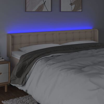 vidaXL LED uzglavlje boja cappuccina 183x16x78/88 cm od umjetne kože