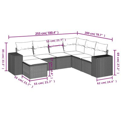 vidaXL 7-dijelni set vrtnih sofa sivi od poliratana