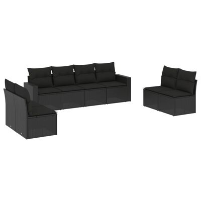 vidaXL 8-dijelni set vrtnih sofa od poliratana s jastucima crni