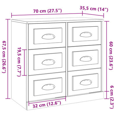 vidaXL Komoda boja dimljenog hrasta 70x35,5x67,5 cm konstruirano drvo