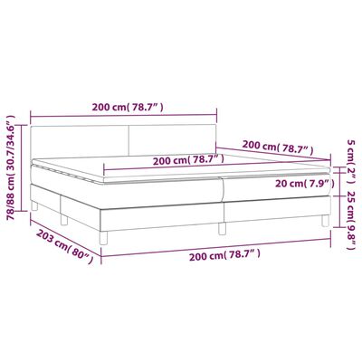 vidaXL Krevet box spring s madracem LED krem 200x200cm od umjetne kože