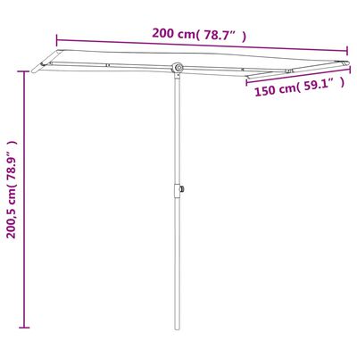 vidaXL Vrtni suncobran s aluminijskim stupom 2 x 1,5 m zeleni