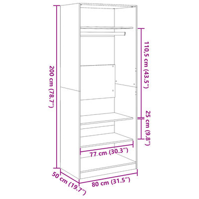 vidaXL Ormar boja dimljenog hrasta 80x50x200 cm konstruirano drvo